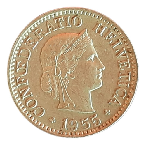 Suiza Moneda De 10 Rappen Año 1955 