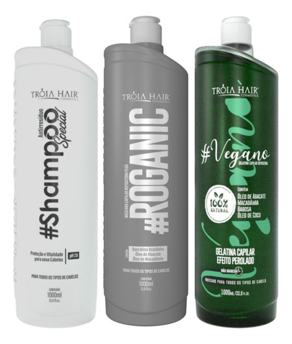 Kit Shampoo + Vegano Tróia Hair + Roganic Liso Troia Hair