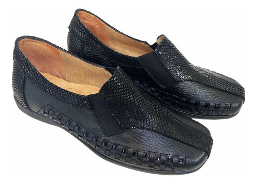 Zapato De Cuero Cómodo Para Dama Modelo 2432 / Negro