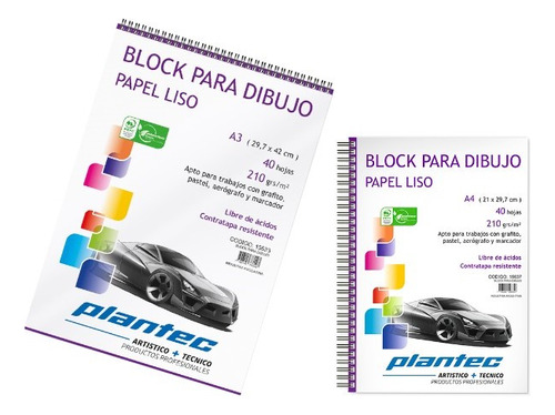 Plantec 15632 Block Anillado A4 De 40 Hojas De 210 Gramos