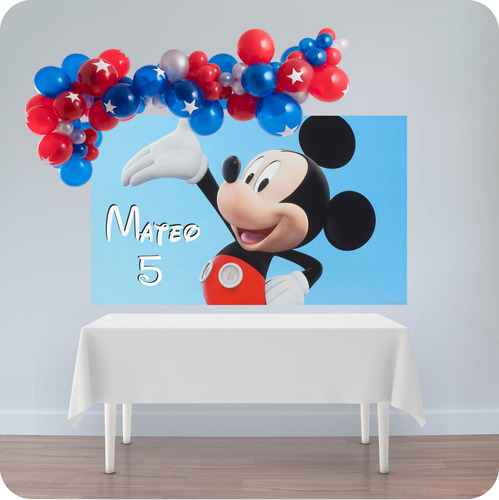 Banner Fondo Candy Bar Cumpleaños Mickey Mouse 100x50