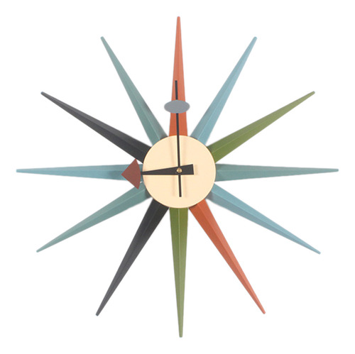 Reloj De Pared Redondo Retro Con Diseño De Rayos Nórdicos, A