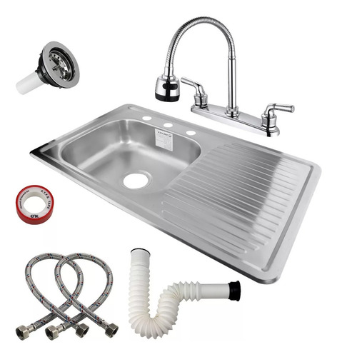 Kit Tarja Para Cocina Escurridor Derecho 80x50 Color Plateado