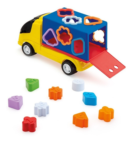  Caminhão Colorido C/ Formas Geometricas Brinquedo Educativo