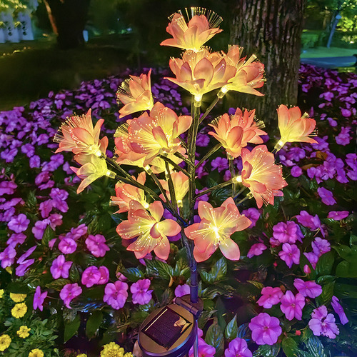 Lámpara Led Flor Fibra Luz Cálida Amarilla 12x2 Pzas Nueva