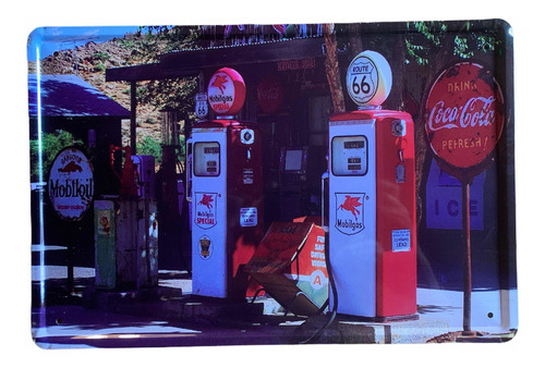 Placa Metálica Estación Gasolina