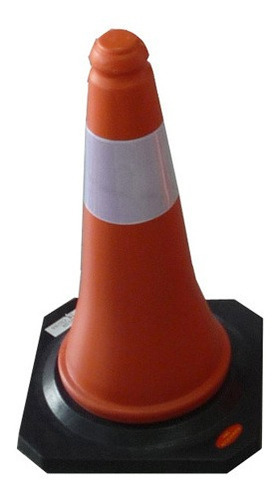 Imagen 1 de 3 de Cono Vial Naranja Reflectivo Base Goma Pesada Apilable 50cm