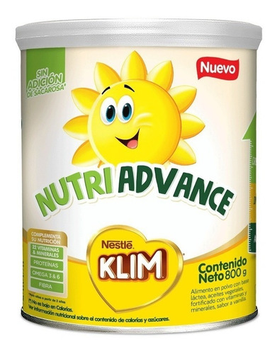 Imagen 1 de 1 de Leche de fórmula  en polvo  Nestlé Klim Nutriadvance  en lata de 800g - 2  a  8 años