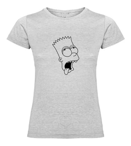 Polera Mujer Estampada Funny Face Bart Los Simpson