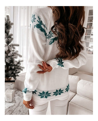 Suéter Con Cuello Puesto O Cómodo Estampado Navideño