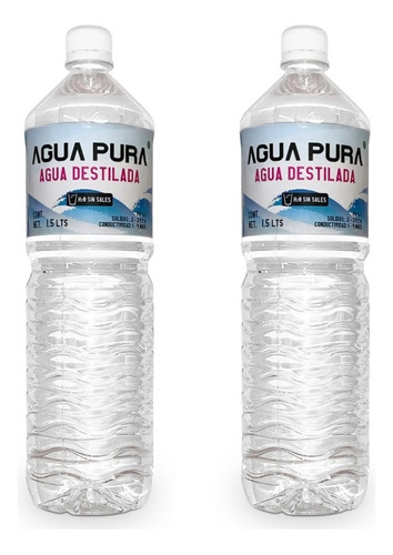 Agua Destilada 1.5 Litros Agua Pura 2 Pack