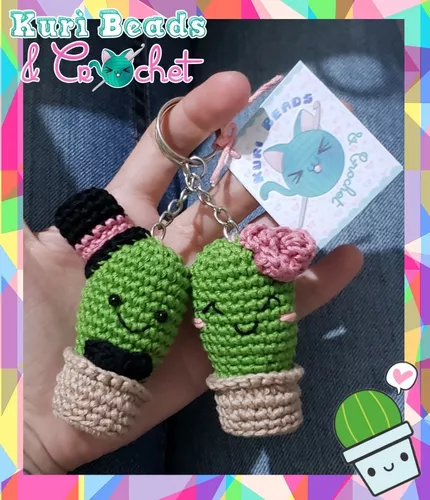 Llavero Pareja Cactus Novios Amigurumi Tejido A Crochet | Envío gratis