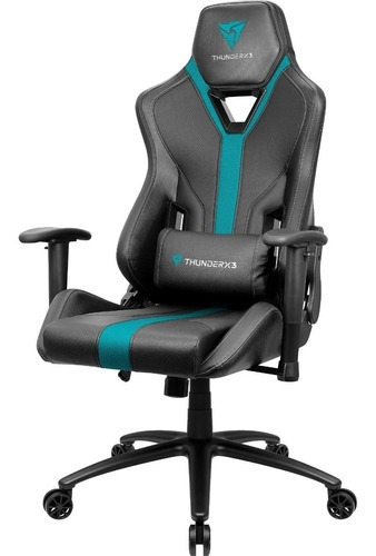 Silla Thunderx3 Yc3 Gamer negra y azul cian, color Yc3ptcy negro/cian