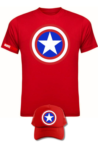 Camiseta Capitan America Escudo Serie Red Obsequio Gorra 