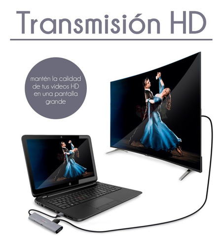 Adaptador Usb Tipo C 5 En 1 Usb 3.0 Hdmi 4k Sd Micro Sd Tf