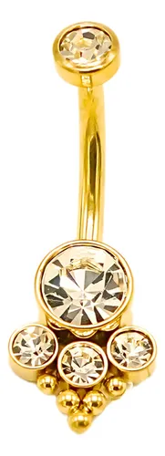 comprar Piercing Ombligo Navel Titanio Astm F136 G23 Zirconia Dorado