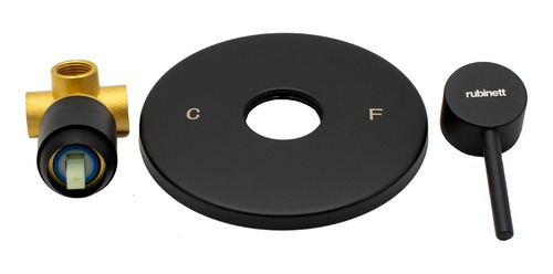 Set Baño Accesorios 9 Pz Regadera 15cm 2 Monomandos Negro
