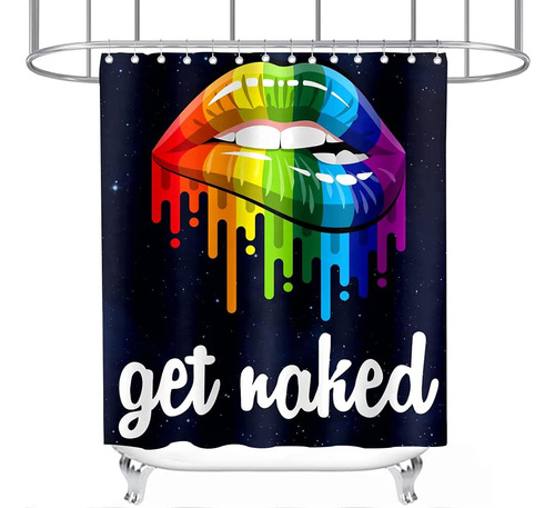 Cortina De Ducha Funny Get Naked Rainbow Lips Galaxy, Tema C