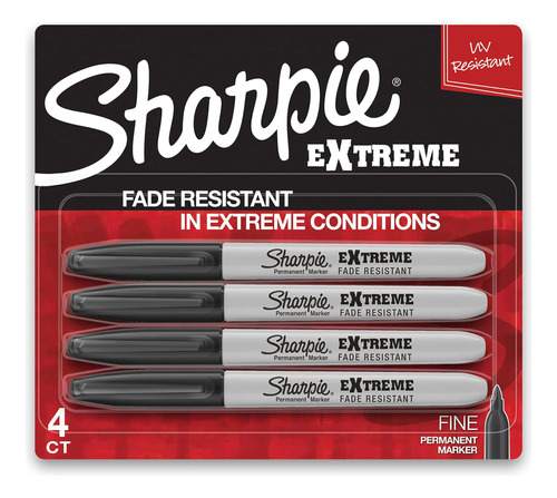 Marcadores Permanentes Sharpie Extreme, Punta Fina, Negro, 4