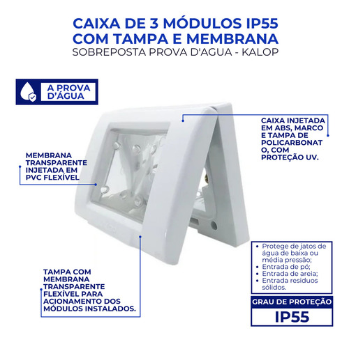Tomada Externa De Embutir A Prova De Agua Ip55 Kalop 10a