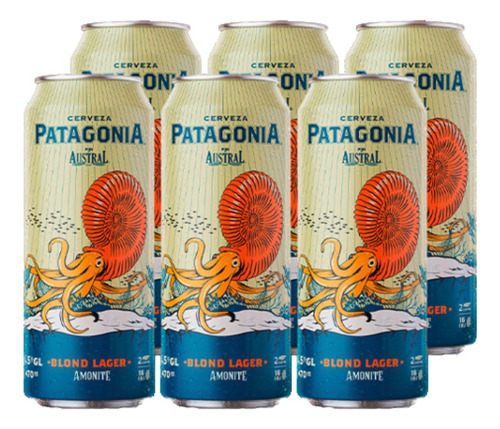 Pack 6 Cervezas Patagonia Austral Blond Lager Lata 470cc
