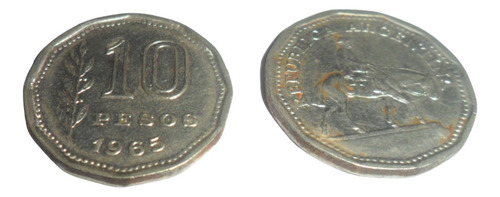 Moneda Argentina 10 Pesos 1965 ( El Resero) (Usado)