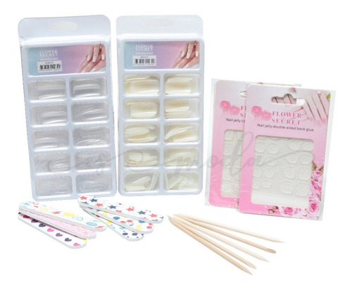 Kit De Uñas Postizas Para Press On Nails Cuadradas