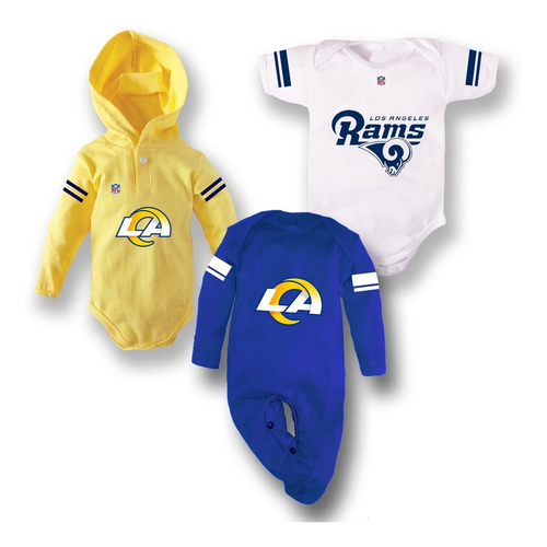 Set 2 Pañaleros Y Mameluco Bebe - Futbol Los Angeles Rams 