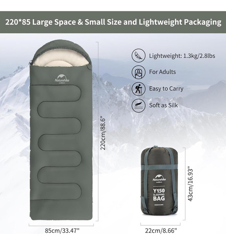 Saco De Dormir Naturehike L 3 Temporadas Impermeable Azul