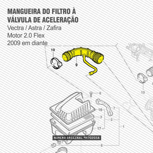 Mangueira Filtro De Ar Vectra Astra Zafira 2009/... 94702058