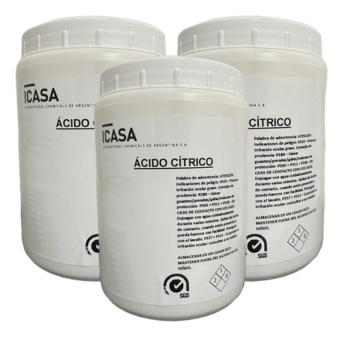 Acido Cítrico Anhidro Puro 3 Kg Descalcificador De Cafeteras