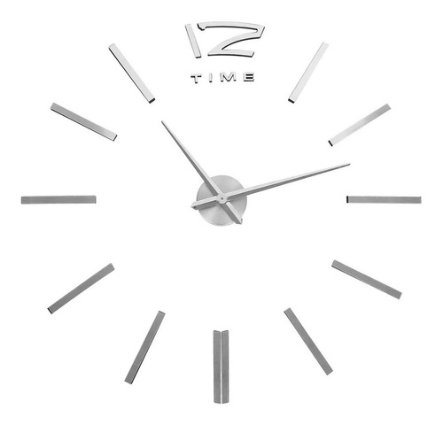 Reloj Adherible A La Pared Diámetro Ajustable Plata Mod22
