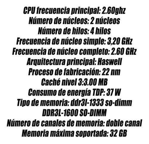 Intel Core I5 4210m 2.60 Ghz 2 Núcleos 4 Hilos 37 W