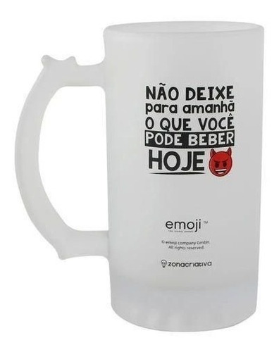 Copo Caneca Chopp Fosco Emoji Pode Beber Hoje Zona Criativa Cor Branco Frase