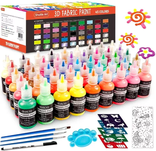 Juego de 69 pinturas para niños, juego de arte Shuttle Art para niños con  30 colores de pintura acrílica, caballete de madera, lienzo, bloc de