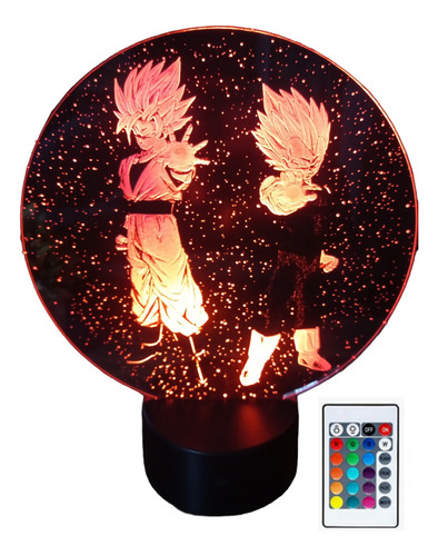 Goku Vegeta  Lampara Led 3d Ilusión Control 16 Colorestouch 