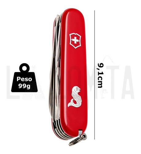 Cortaplumas Victorinox Fisherman 17u Descamador Saca Anzuelo Color Rojo
