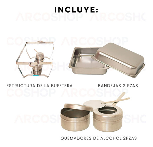 Bufetera Chafer Plegable Acero Inoxidable 11l 2 Espacios