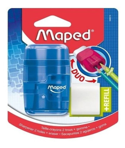 Sacapuntas Doble Maped Connect Con Deposito Y Goma Lapiz