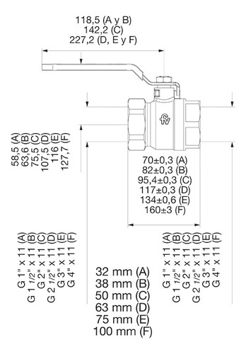 Válvula Esférica De 50mm H-h Fv 0655-50 Llave De Paso