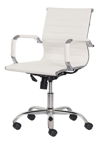Imagem 1 de 4 de Cadeira de escritório Waw Design Escritório stripes diretor  branca com estofado de poliuretano x 2 unidades