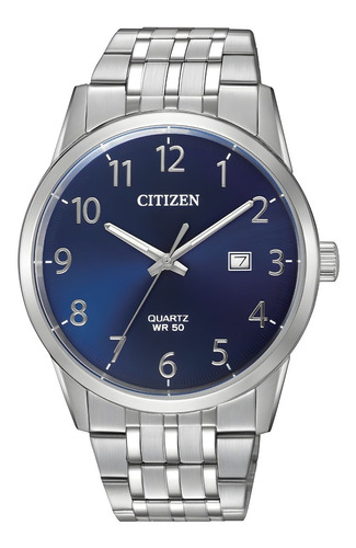 Reloj Citizen Clasico Cuarzo Caballero Azul Gris Bi5000-52l 