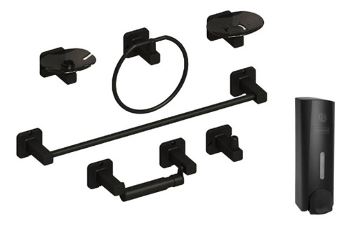 Kit Juego De Accesorios Para Baño Aquablue Tayrona X 6 Negro