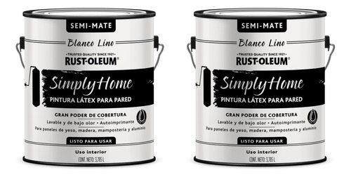 Pintura Látex Rust - Oleum Simply Home Para Pared Pack X2 Acabado Semimate Color Blanco Lino Semi Mate
