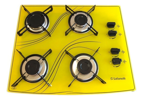 Fogão cooktop com alimentação gás - Safanelli Fogão 4 bocas cor amarelo - 4 queimadores