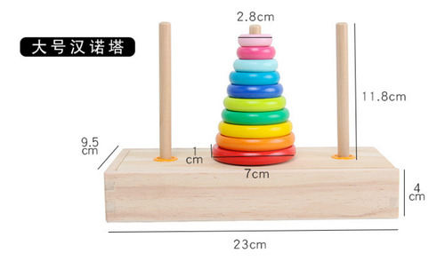 Jogo De Quebra-cabeça Wooden Tower 10 Rings Early Educationa