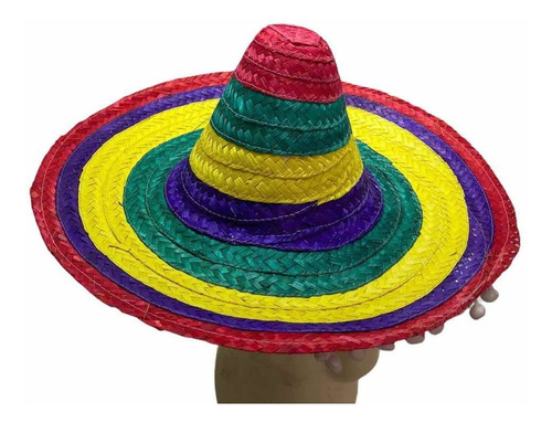 Chapéu Mexicano Sombreiro De Palha Colorida