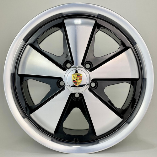 Jogo Roda Fuchs Aro 17 Porsche 5x112 + Bicos Cor Preta Diamante
