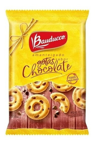 Imagem 1 de 1 de Biscoito Amanteigado Com Gotas De Chocolate Bauducco 335g