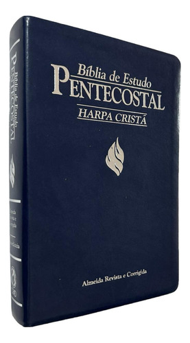 Bíblia De Estudo Pentecostal Média C/ Harpa Cristã / Azul